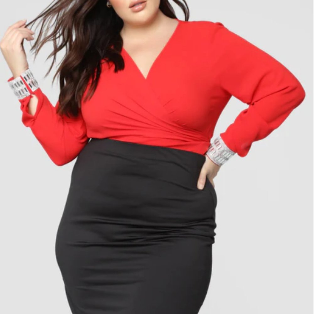 ✅ Fashion Nova What A Gem Sleeve Top - Red